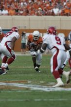 The University of Texas football team defeated the Arkansas Razorbacks with a score of 52-10 in Austin, TX on Saturday, September 27, 2008.

Filename: SRM_20080927_16434080.jpg
Aperture: f/5.6
Shutter Speed: 1/1000
Body: Canon EOS-1D Mark II
Lens: Canon EF 300mm f/2.8 L IS