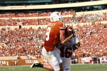 The University of Texas football team defeated the Arkansas Razorbacks with a score of 52-10 in Austin, TX on Saturday, September 27, 2008.

Filename: SRM_20080927_16470096.jpg
Aperture: f/5.6
Shutter Speed: 1/2000
Body: Canon EOS 20D
Lens: Canon EF 80-200mm f/2.8 L