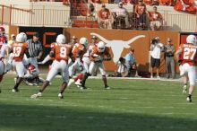 The University of Texas football team defeated the Arkansas Razorbacks with a score of 52-10 in Austin, TX on Saturday, September 27, 2008.

Filename: SRM_20080927_16540063.jpg
Aperture: f/5.6
Shutter Speed: 1/2000
Body: Canon EOS-1D Mark II
Lens: Canon EF 300mm f/2.8 L IS