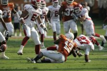 The University of Texas football team defeated the Arkansas Razorbacks with a score of 52-10 in Austin, TX on Saturday, September 27, 2008.

Filename: SRM_20080927_17081254.jpg
Aperture: f/5.6
Shutter Speed: 1/2000
Body: Canon EOS-1D Mark II
Lens: Canon EF 300mm f/2.8 L IS