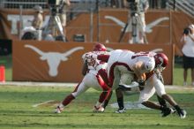 The University of Texas football team defeated the Arkansas Razorbacks with a score of 52-10 in Austin, TX on Saturday, September 27, 2008.

Filename: SRM_20080927_17125200.jpg
Aperture: f/5.6
Shutter Speed: 1/1250
Body: Canon EOS-1D Mark II
Lens: Canon EF 300mm f/2.8 L IS