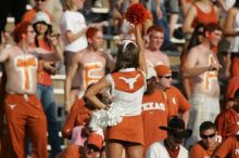 Texas Cheerleaders.  The University of Texas football team defeated the Arkansas Razorbacks with a score of 52-10 in Austin, TX on Saturday, September 27, 2008.

Filename: SRM_20080927_17151432.jpg
Aperture: f/5.6
Shutter Speed: 1/3200
Body: Canon EOS-1D Mark II
Lens: Canon EF 300mm f/2.8 L IS