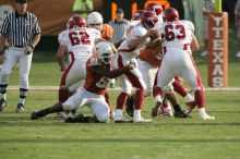 The University of Texas football team defeated the Arkansas Razorbacks with a score of 52-10 in Austin, TX on Saturday, September 27, 2008.

Filename: SRM_20080927_17153244.jpg
Aperture: f/5.6
Shutter Speed: 1/1250
Body: Canon EOS-1D Mark II
Lens: Canon EF 300mm f/2.8 L IS