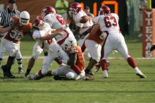 The University of Texas football team defeated the Arkansas Razorbacks with a score of 52-10 in Austin, TX on Saturday, September 27, 2008.

Filename: SRM_20080927_17153447.jpg
Aperture: f/5.6
Shutter Speed: 1/1600
Body: Canon EOS-1D Mark II
Lens: Canon EF 300mm f/2.8 L IS