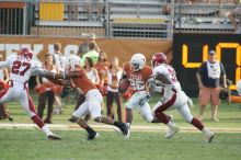 The University of Texas football team defeated the Arkansas Razorbacks with a score of 52-10 in Austin, TX on Saturday, September 27, 2008.

Filename: SRM_20080927_17412811.jpg
Aperture: f/5.6
Shutter Speed: 1/640
Body: Canon EOS-1D Mark II
Lens: Canon EF 300mm f/2.8 L IS