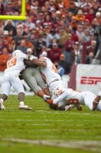 The University of Texas, Austin played Texas A&M in football at Kyle Field, College Station, on November 23, 2007.  UT lost to the Aggies, 30 to 38.

Filename: SRM_20071123_1545566.jpg
Aperture: f/5.6
Shutter Speed: 1/640
Body: Canon EOS-1D Mark II
Lens: Canon EF 300mm f/2.8 L IS