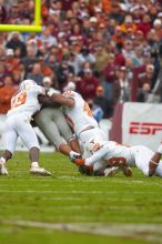 The University of Texas, Austin played Texas A&M in football at Kyle Field, College Station, on November 23, 2007.  UT lost to the Aggies, 30 to 38.

Filename: SRM_20071123_1545566.jpg
Aperture: f/5.6
Shutter Speed: 1/640
Body: Canon EOS-1D Mark II
Lens: Canon EF 300mm f/2.8 L IS