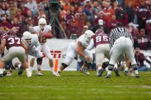 The University of Texas, Austin played Texas A&M in football at Kyle Field, College Station, on November 23, 2007.  UT lost to the Aggies, 30 to 38.

Filename: SRM_20071123_1550583.jpg
Aperture: f/5.6
Shutter Speed: 1/640
Body: Canon EOS-1D Mark II
Lens: Canon EF 300mm f/2.8 L IS