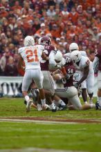 The University of Texas, Austin played Texas A&M in football at Kyle Field, College Station, on November 23, 2007.  UT lost to the Aggies, 30 to 38.

Filename: SRM_20071123_1559041.jpg
Aperture: f/5.6
Shutter Speed: 1/640
Body: Canon EOS-1D Mark II
Lens: Canon EF 300mm f/2.8 L IS