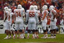 The University of Texas, Austin played Texas A&M in football at Kyle Field, College Station, on November 23, 2007.  UT lost to the Aggies, 30 to 38.

Filename: SRM_20071123_1559384.jpg
Aperture: f/5.6
Shutter Speed: 1/800
Body: Canon EOS-1D Mark II
Lens: Canon EF 300mm f/2.8 L IS