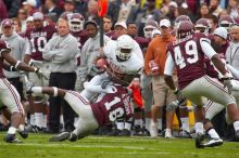 The University of Texas, Austin played Texas A&M in football at Kyle Field, College Station, on November 23, 2007.  UT lost to the Aggies, 30 to 38.

Filename: SRM_20071123_1602261.jpg
Aperture: f/5.6
Shutter Speed: 1/640
Body: Canon EOS-1D Mark II
Lens: Canon EF 300mm f/2.8 L IS