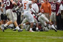 The University of Texas, Austin played Texas A&M in football at Kyle Field, College Station, on November 23, 2007.  UT lost to the Aggies, 30 to 38.

Filename: SRM_20071123_1602305.jpg
Aperture: f/5.6
Shutter Speed: 1/640
Body: Canon EOS-1D Mark II
Lens: Canon EF 300mm f/2.8 L IS