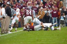 The University of Texas, Austin played Texas A&M in football at Kyle Field, College Station, on November 23, 2007.  UT lost to the Aggies, 30 to 38.

Filename: SRM_20071123_1620460.jpg
Aperture: f/5.6
Shutter Speed: 1/640
Body: Canon EOS-1D Mark II
Lens: Canon EF 300mm f/2.8 L IS