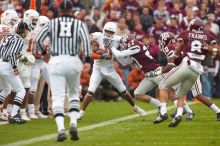 The University of Texas, Austin played Texas A&M in football at Kyle Field, College Station, on November 23, 2007.  UT lost to the Aggies, 30 to 38.

Filename: SRM_20071123_1626547.jpg
Aperture: f/5.6
Shutter Speed: 1/500
Body: Canon EOS-1D Mark II
Lens: Canon EF 300mm f/2.8 L IS