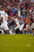 The University of Texas, Austin played Texas A&M in football at Kyle Field, College Station, on November 23, 2007.  UT lost to the Aggies, 30 to 38.

Filename: SRM_20071123_1754063.jpg
Aperture: f/2.8
Shutter Speed: 1/640
Body: Canon EOS-1D Mark II
Lens: Canon EF 300mm f/2.8 L IS