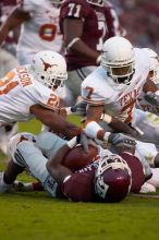 The University of Texas, Austin played Texas A&M in football at Kyle Field, College Station, on November 23, 2007.  UT lost to the Aggies, 30 to 38.

Filename: SRM_20071123_1800086.jpg
Aperture: f/2.8
Shutter Speed: 1/640
Body: Canon EOS-1D Mark II
Lens: Canon EF 300mm f/2.8 L IS
