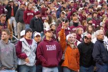 The University of Texas, Austin played Texas A&M in football at Kyle Field, College Station, on November 23, 2007.  UT lost to the Aggies, 30 to 38.

Filename: SRM_20071123_1802425.jpg
Aperture: f/2.8
Shutter Speed: 1/250
Body: Canon EOS-1D Mark II
Lens: Canon EF 80-200mm f/2.8 L