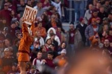 The University of Texas, Austin played Texas A&M in football at Kyle Field, College Station, on November 23, 2007.  UT lost to the Aggies, 30 to 38.

Filename: SRM_20071123_1809484.jpg
Aperture: f/2.8
Shutter Speed: 1/500
Body: Canon EOS-1D Mark II
Lens: Canon EF 300mm f/2.8 L IS