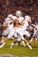 The University of Texas, Austin played Texas A&M in football at Kyle Field, College Station, on November 23, 2007.  UT lost to the Aggies, 30 to 38.

Filename: SRM_20071123_1833524.jpg
Aperture: f/2.8
Shutter Speed: 1/500
Body: Canon EOS-1D Mark II
Lens: Canon EF 300mm f/2.8 L IS