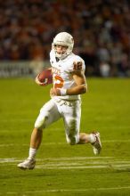 The University of Texas, Austin played Texas A&M in football at Kyle Field, College Station, on November 23, 2007.  UT lost to the Aggies, 30 to 38.

Filename: SRM_20071123_1854122.jpg
Aperture: f/2.8
Shutter Speed: 1/500
Body: Canon EOS-1D Mark II
Lens: Canon EF 300mm f/2.8 L IS