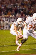 The University of Texas, Austin played Texas A&M in football at Kyle Field, College Station, on November 23, 2007.  UT lost to the Aggies, 30 to 38.

Filename: SRM_20071123_1855186.jpg
Aperture: f/2.8
Shutter Speed: 1/500
Body: Canon EOS-1D Mark II
Lens: Canon EF 300mm f/2.8 L IS