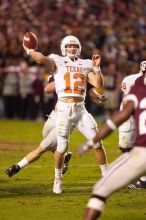 The University of Texas, Austin played Texas A&M in football at Kyle Field, College Station, on November 23, 2007.  UT lost to the Aggies, 30 to 38.

Filename: SRM_20071123_1858467.jpg
Aperture: f/2.8
Shutter Speed: 1/500
Body: Canon EOS-1D Mark II
Lens: Canon EF 300mm f/2.8 L IS