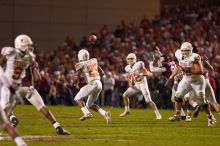 The University of Texas, Austin played Texas A&M in football at Kyle Field, College Station, on November 23, 2007.  UT lost to the Aggies, 30 to 38.

Filename: SRM_20071123_1912144.jpg
Aperture: f/2.8
Shutter Speed: 1/500
Body: Canon EOS-1D Mark II
Lens: Canon EF 300mm f/2.8 L IS