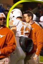 The University of Texas, Austin played Texas A&M in football at Kyle Field, College Station, on November 23, 2007.  UT lost to the Aggies, 30 to 38.

Filename: SRM_20071123_1940224.jpg
Aperture: f/7.1
Shutter Speed: 1/100
Body: Canon EOS-1D Mark II
Lens: Canon EF 80-200mm f/2.8 L