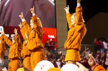 The University of Texas, Austin played Texas A&M in football at Kyle Field, College Station, on November 23, 2007.  UT lost to the Aggies, 30 to 38.

Filename: SRM_20071123_1941088.jpg
Aperture: f/5.6
Shutter Speed: 1/50
Body: Canon EOS-1D Mark II
Lens: Canon EF 80-200mm f/2.8 L