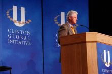 Former President Bill Clinton speaking at the CGIU meeting.  Day one of the 2nd Annual Clinton Global Initiative University (CGIU) meeting was held at The University of Texas at Austin, Friday, February 13, 2009.

Filename: SRM_20090213_16140895.jpg
Aperture: f/4.0
Shutter Speed: 1/100
Body: Canon EOS-1D Mark II
Lens: Canon EF 80-200mm f/2.8 L