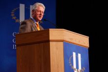 Former President Bill Clinton speaking at the CGIU meeting.  Day one of the 2nd Annual Clinton Global Initiative University (CGIU) meeting was held at The University of Texas at Austin, Friday, February 13, 2009.

Filename: SRM_20090213_16210947.jpg
Aperture: f/4.0
Shutter Speed: 1/100
Body: Canon EOS-1D Mark II
Lens: Canon EF 80-200mm f/2.8 L