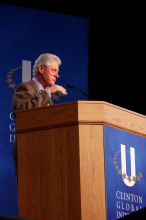 Former President Bill Clinton speaking at the CGIU meeting.  Day one of the 2nd Annual Clinton Global Initiative University (CGIU) meeting was held at The University of Texas at Austin, Friday, February 13, 2009.

Filename: SRM_20090213_16225963.jpg
Aperture: f/4.0
Shutter Speed: 1/100
Body: Canon EOS-1D Mark II
Lens: Canon EF 80-200mm f/2.8 L