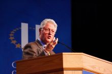 Former President Bill Clinton speaking at the CGIU meeting.  Day one of the 2nd Annual Clinton Global Initiative University (CGIU) meeting was held at The University of Texas at Austin, Friday, February 13, 2009.

Filename: SRM_20090213_16251382.jpg
Aperture: f/4.0
Shutter Speed: 1/100
Body: Canon EOS-1D Mark II
Lens: Canon EF 80-200mm f/2.8 L