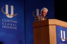 Former President Bill Clinton speaking at the CGIU meeting.  Day one of the 2nd Annual Clinton Global Initiative University (CGIU) meeting was held at The University of Texas at Austin, Friday, February 13, 2009.

Filename: SRM_20090213_16261301.jpg
Aperture: f/4.0
Shutter Speed: 1/160
Body: Canon EOS-1D Mark II
Lens: Canon EF 80-200mm f/2.8 L