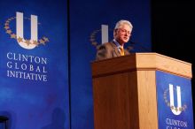 Former President Bill Clinton speaking at the CGIU meeting.  Day one of the 2nd Annual Clinton Global Initiative University (CGIU) meeting was held at The University of Texas at Austin, Friday, February 13, 2009.

Filename: SRM_20090213_16263906.jpg
Aperture: f/4.0
Shutter Speed: 1/160
Body: Canon EOS-1D Mark II
Lens: Canon EF 80-200mm f/2.8 L