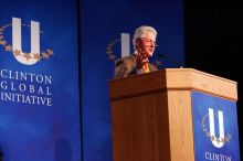 Former President Bill Clinton speaking at the CGIU meeting.  Day one of the 2nd Annual Clinton Global Initiative University (CGIU) meeting was held at The University of Texas at Austin, Friday, February 13, 2009.

Filename: SRM_20090213_16271415.jpg
Aperture: f/4.0
Shutter Speed: 1/160
Body: Canon EOS-1D Mark II
Lens: Canon EF 80-200mm f/2.8 L