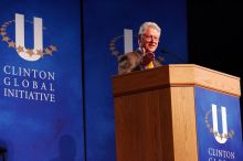 Former President Bill Clinton speaking at the CGIU meeting.  Day one of the 2nd Annual Clinton Global Initiative University (CGIU) meeting was held at The University of Texas at Austin, Friday, February 13, 2009.

Filename: SRM_20090213_16271621.jpg
Aperture: f/4.0
Shutter Speed: 1/160
Body: Canon EOS-1D Mark II
Lens: Canon EF 80-200mm f/2.8 L