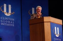 Former President Bill Clinton speaking at the CGIU meeting.  Day one of the 2nd Annual Clinton Global Initiative University (CGIU) meeting was held at The University of Texas at Austin, Friday, February 13, 2009.

Filename: SRM_20090213_16271622.jpg
Aperture: f/4.0
Shutter Speed: 1/160
Body: Canon EOS-1D Mark II
Lens: Canon EF 80-200mm f/2.8 L