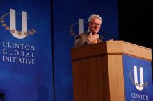 Former President Bill Clinton speaking at the CGIU meeting.  Day one of the 2nd Annual Clinton Global Initiative University (CGIU) meeting was held at The University of Texas at Austin, Friday, February 13, 2009.

Filename: SRM_20090213_16271623.jpg
Aperture: f/4.0
Shutter Speed: 1/160
Body: Canon EOS-1D Mark II
Lens: Canon EF 80-200mm f/2.8 L