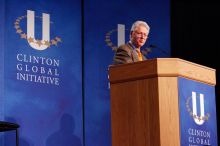 Former President Bill Clinton speaking at the CGIU meeting.  Day one of the 2nd Annual Clinton Global Initiative University (CGIU) meeting was held at The University of Texas at Austin, Friday, February 13, 2009.

Filename: SRM_20090213_16281626.jpg
Aperture: f/4.0
Shutter Speed: 1/160
Body: Canon EOS-1D Mark II
Lens: Canon EF 80-200mm f/2.8 L