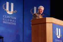 Former President Bill Clinton speaking at the CGIU meeting.  Day one of the 2nd Annual Clinton Global Initiative University (CGIU) meeting was held at The University of Texas at Austin, Friday, February 13, 2009.

Filename: SRM_20090213_16282129.jpg
Aperture: f/4.0
Shutter Speed: 1/160
Body: Canon EOS-1D Mark II
Lens: Canon EF 80-200mm f/2.8 L