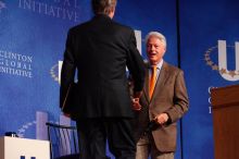 Former President Bill Clinton welcomes UT President William Powers Jr. to the stage. Day one of the 2nd Annual Clinton Global Initiative University (CGIU) meeting was held at The University of Texas at Austin, Friday, February 13, 2009. Former President Bill Clinton welcomes UT President William Powers Jr. to the stage. Day one of the 2nd Annual Clinton Global Initiative University (CGIU) meeting was held at The University of Texas at Austin, Friday, February 13, 2009.