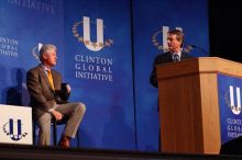 UT President William Powers Jr. speaks at the opening of the first plenary session of CGIU with Former President Bill Clinton listening.  Day one of the 2nd Annual Clinton Global Initiative University (CGIU) meeting was held at The University of Texas at Austin, Friday, February 13, 2009.

Filename: SRM_20090213_16294456.jpg
Aperture: f/4.0
Shutter Speed: 1/200
Body: Canon EOS-1D Mark II
Lens: Canon EF 80-200mm f/2.8 L