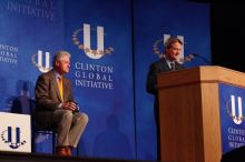 UT President William Powers Jr. speaks at the opening of the first plenary session of CGIU with Former President Bill Clinton listening.  Day one of the 2nd Annual Clinton Global Initiative University (CGIU) meeting was held at The University of Texas at Austin, Friday, February 13, 2009.

Filename: SRM_20090213_16295163.jpg
Aperture: f/4.0
Shutter Speed: 1/250
Body: Canon EOS-1D Mark II
Lens: Canon EF 80-200mm f/2.8 L