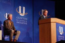 UT President William Powers Jr. speaks at the opening of the first plenary session of CGIU with Former President Bill Clinton listening.  Day one of the 2nd Annual Clinton Global Initiative University (CGIU) meeting was held at The University of Texas at Austin, Friday, February 13, 2009.

Filename: SRM_20090213_16310666.jpg
Aperture: f/4.0
Shutter Speed: 1/160
Body: Canon EOS-1D Mark II
Lens: Canon EF 80-200mm f/2.8 L
