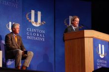 UT President William Powers Jr. speaks at the opening of the first plenary session of CGIU with Former President Bill Clinton listening.  Day one of the 2nd Annual Clinton Global Initiative University (CGIU) meeting was held at The University of Texas at Austin, Friday, February 13, 2009.

Filename: SRM_20090213_16310667.jpg
Aperture: f/4.0
Shutter Speed: 1/160
Body: Canon EOS-1D Mark II
Lens: Canon EF 80-200mm f/2.8 L