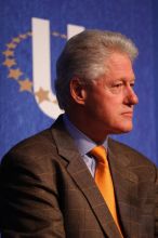 Former President Bill Clinton listens to UT President William Powers Jr. speak at the opening plenary session of the CGIU meeting.  Day one of the 2nd Annual Clinton Global Initiative University (CGIU) meeting was held at The University of Texas at Austin, Friday, February 13, 2009.

Filename: SRM_20090213_16325750.jpg
Aperture: f/2.8
Shutter Speed: 1/320
Body: Canon EOS 20D
Lens: Canon EF 300mm f/2.8 L IS