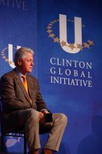 Former President Bill Clinton listens to UT President William Powers Jr. speak at the opening plenary session of the CGIU meeting.  Day one of the 2nd Annual Clinton Global Initiative University (CGIU) meeting was held at The University of Texas at Austin, Friday, February 13, 2009.

Filename: SRM_20090213_16332285.jpg
Aperture: f/4.0
Shutter Speed: 1/200
Body: Canon EOS-1D Mark II
Lens: Canon EF 80-200mm f/2.8 L