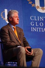 Former President Bill Clinton listens to UT President William Powers Jr. speak at the opening plenary session of the CGIU meeting.  Day one of the 2nd Annual Clinton Global Initiative University (CGIU) meeting was held at The University of Texas at Austin, Friday, February 13, 2009.

Filename: SRM_20090213_16334588.jpg
Aperture: f/4.0
Shutter Speed: 1/160
Body: Canon EOS-1D Mark II
Lens: Canon EF 80-200mm f/2.8 L