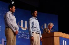 Former President Bill Clinton hands out commitment certificates to CGIU attendees for their exceptional pledges to the CGI cause during the opening plenary session of the CGIU meeting.  Day one of the 2nd Annual Clinton Global Initiative University (CGIU) meeting was held at The University of Texas at Austin, Friday, February 13, 2009.

Filename: SRM_20090213_16404951.jpg
Aperture: f/4.0
Shutter Speed: 1/200
Body: Canon EOS-1D Mark II
Lens: Canon EF 80-200mm f/2.8 L